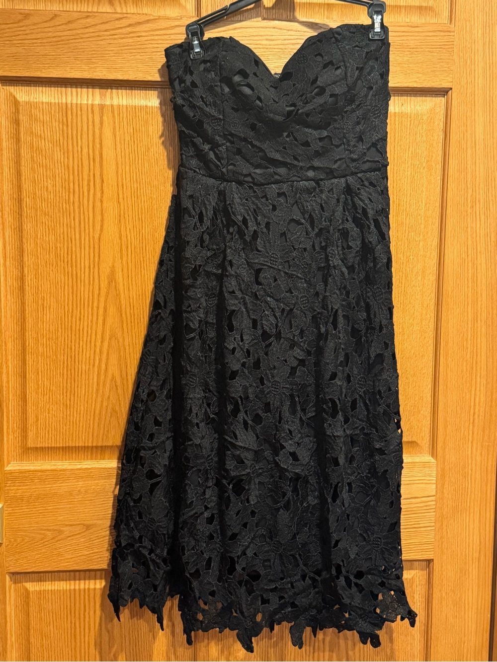 ALYA Strapless Black Floral Lace Cocktail Dress